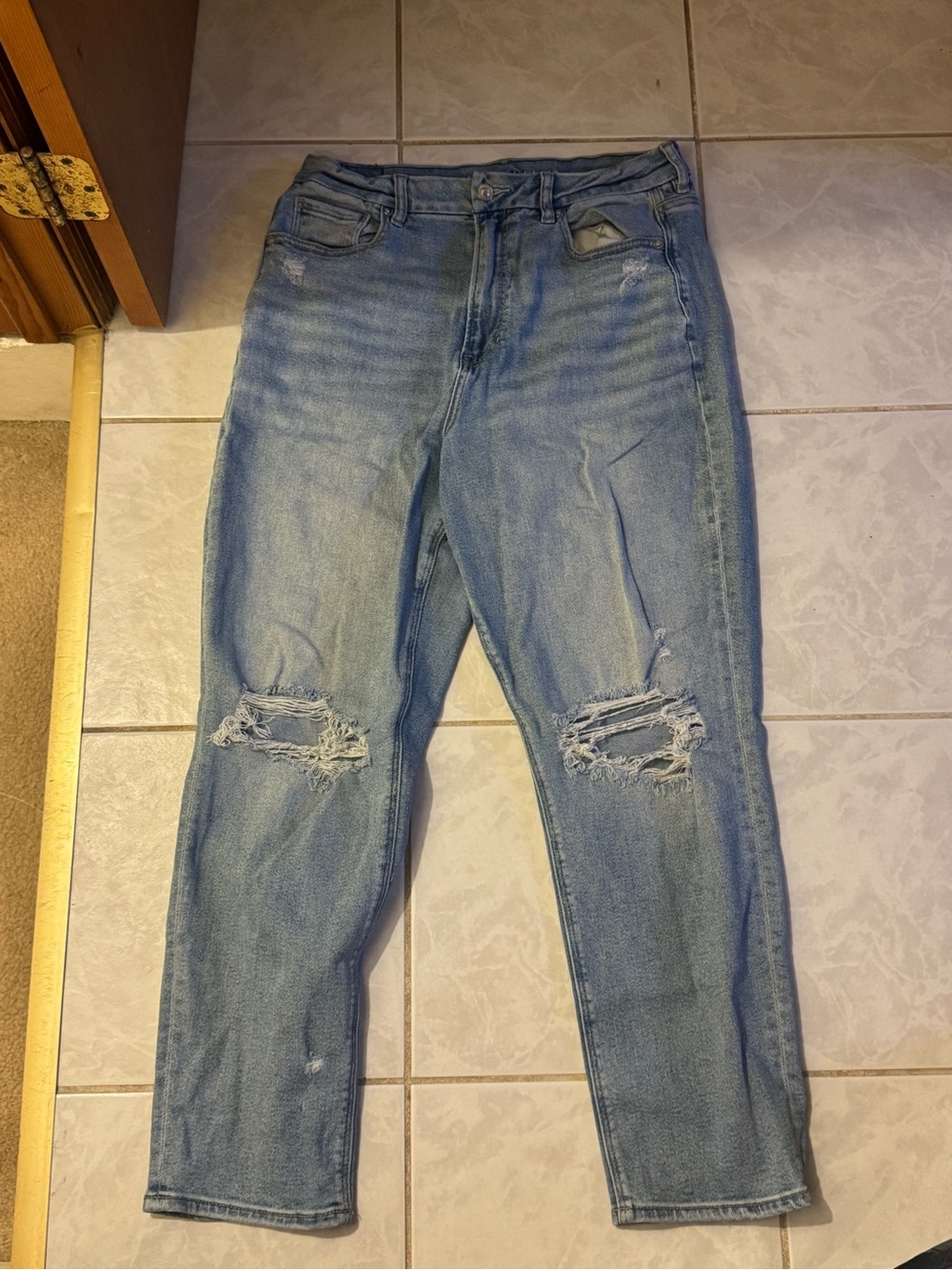 Light Blue Distressed Mom Jeans